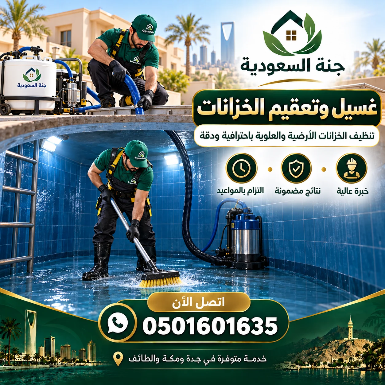 غسيل وتعقيم خزانات المياه بالطائف